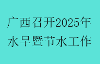 广西召开2025年全区水旱灾害防御调度暨节水工作会议